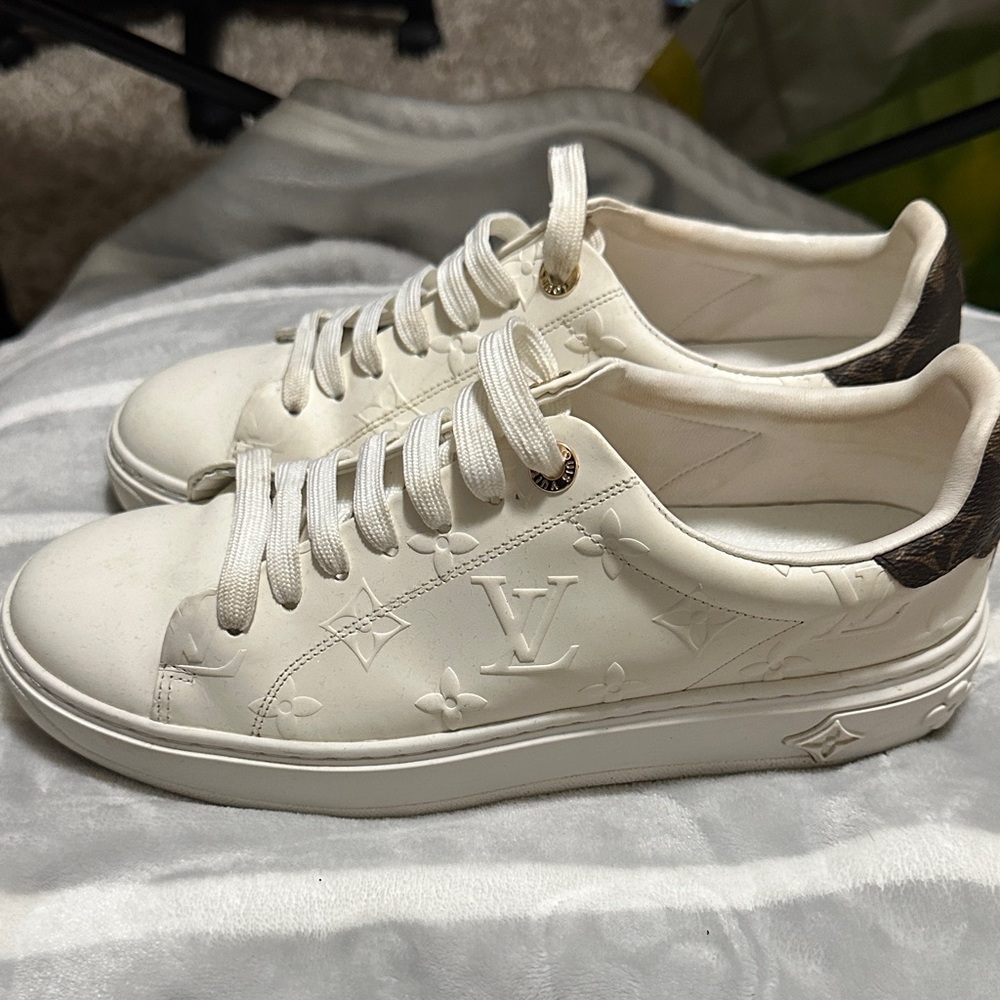 Louis Vuitton Cream Embossed Sneakers